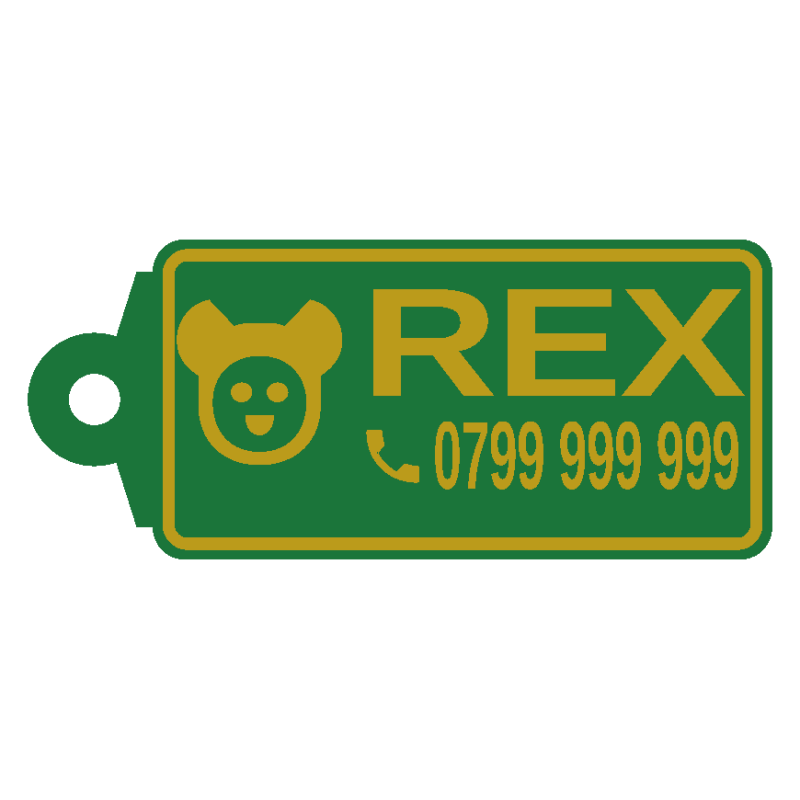 Plăcuță animale personalizată 3D cu nume și telefon