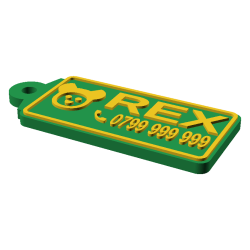 Plăcuță animale personalizată 3D cu nume și telefon